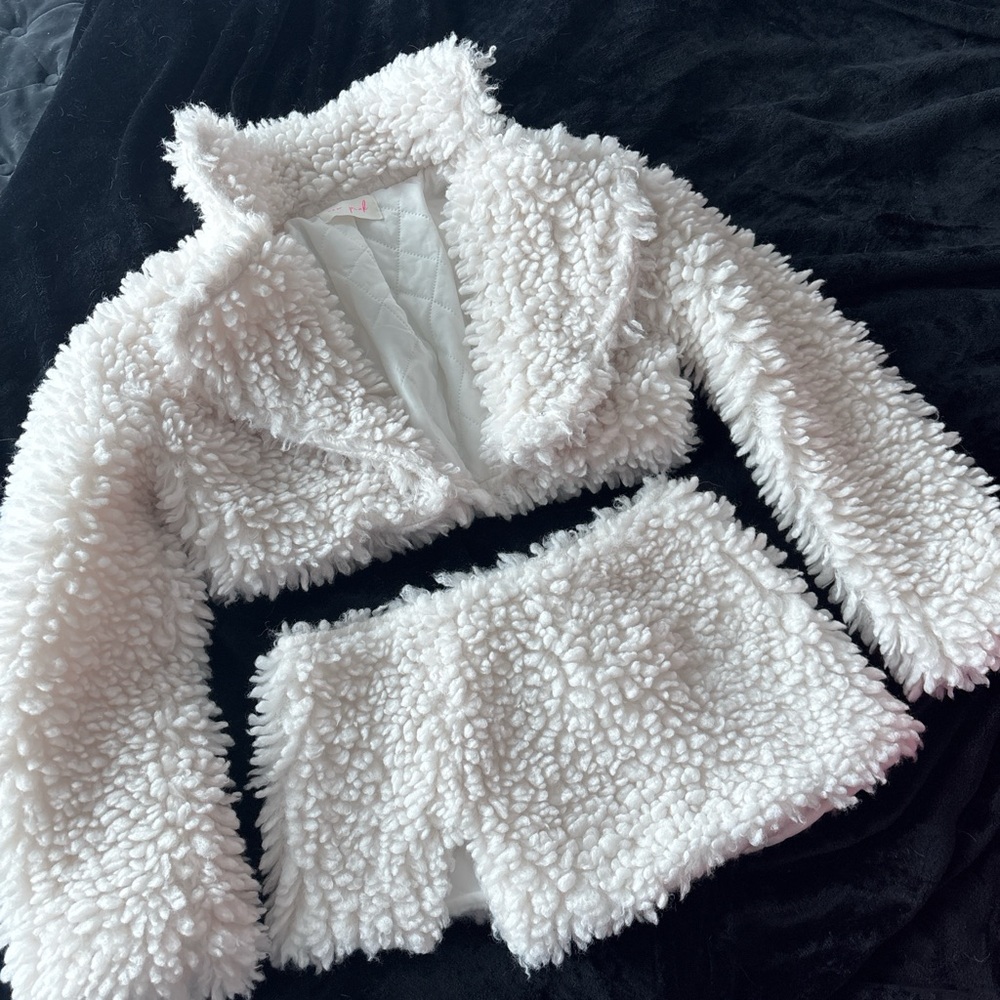 White Fuzzy Two-Piece Set